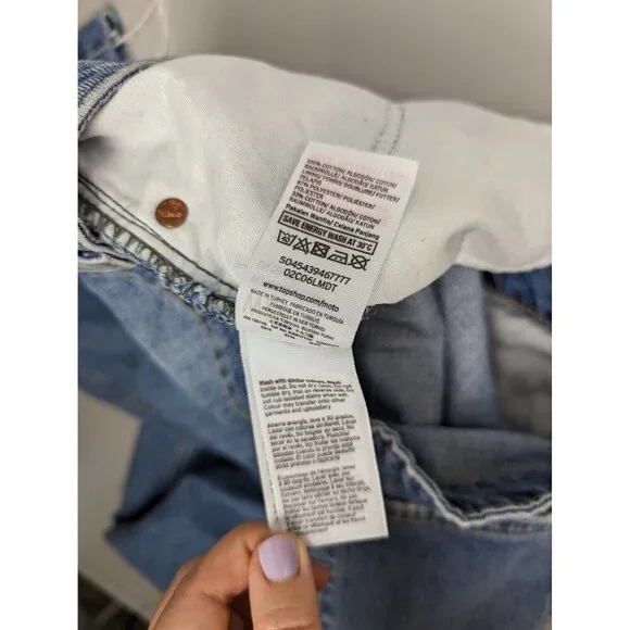 TopShop Womens Moto Denim Jeans Ankle Cropped Size 28 / 30 Wide Leg Distressed - Picture 5 of 9